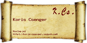 Koris Csenger névjegykártya